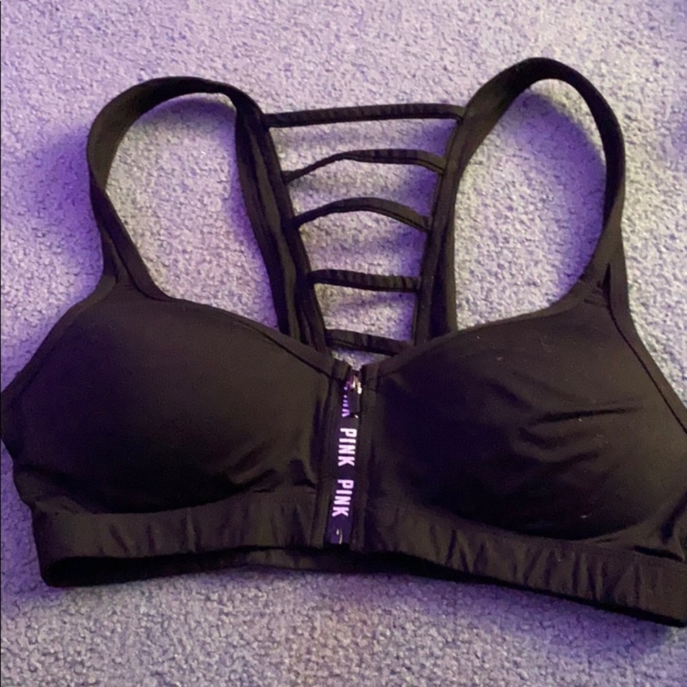 PINK zip up sports bra